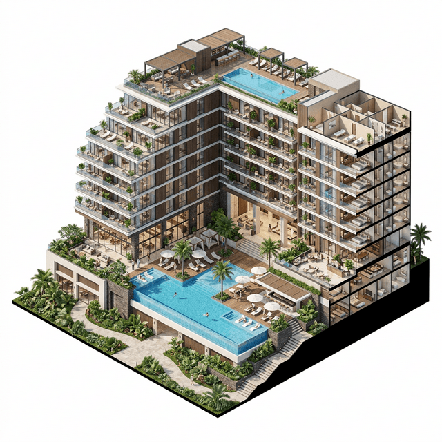 3D render of Resort & Hotel